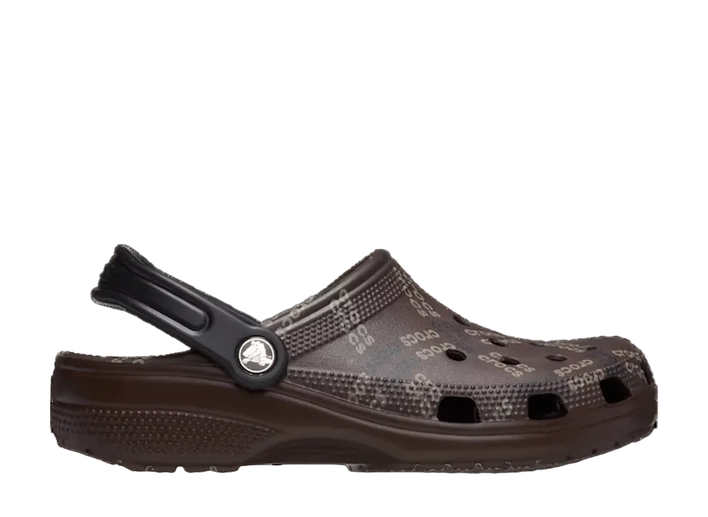 Crocs Classic Logo Pattern Clog "Coffee"