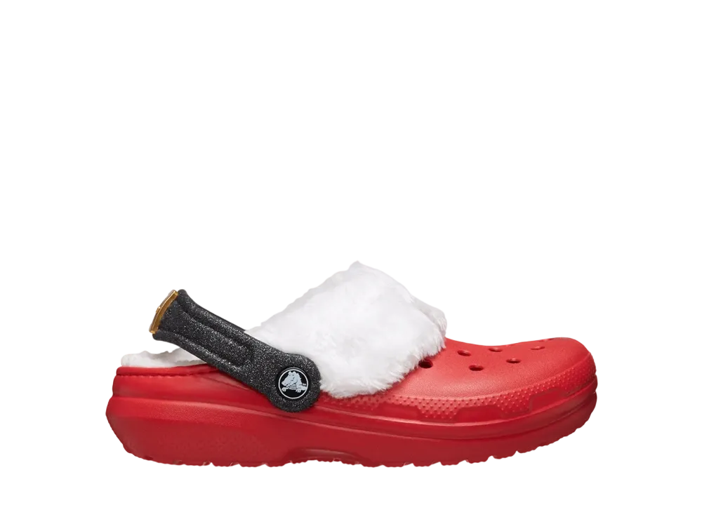 Crocs Big Kids Classic Lined Santa Clog "Varsity Red/Multi"