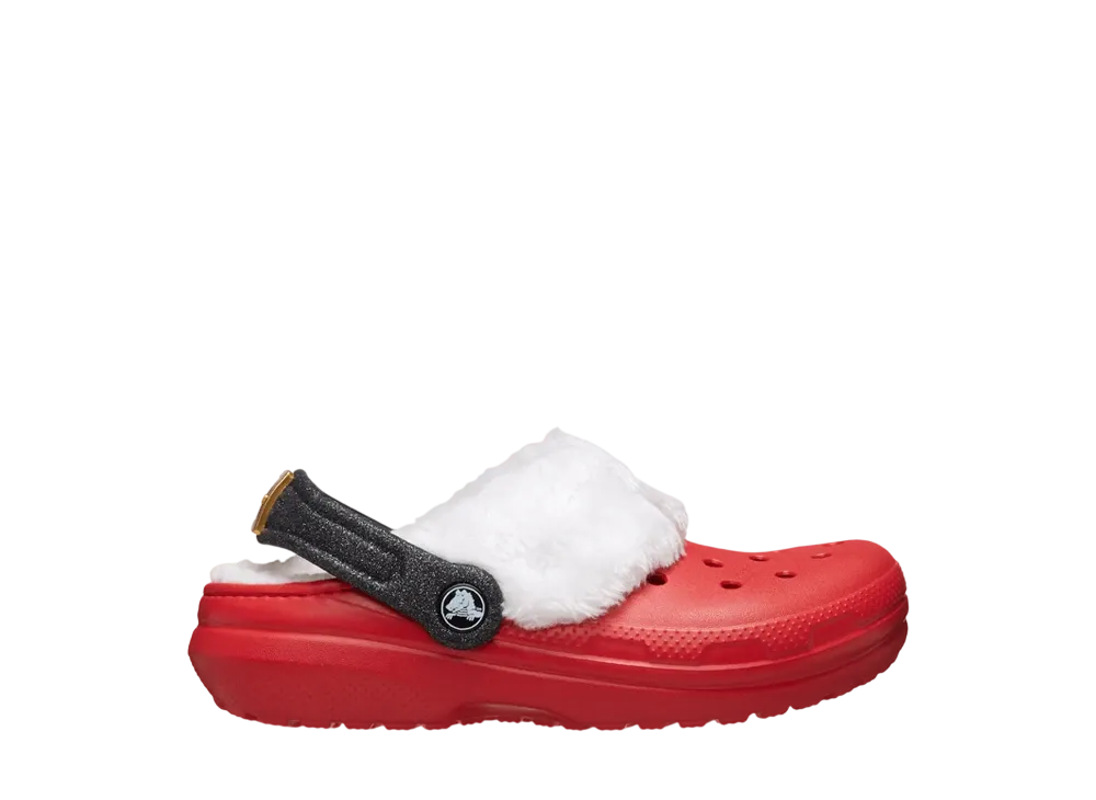 Crocs Little Kids Classic Lined Santa Clog "Varsity Red/Multi"