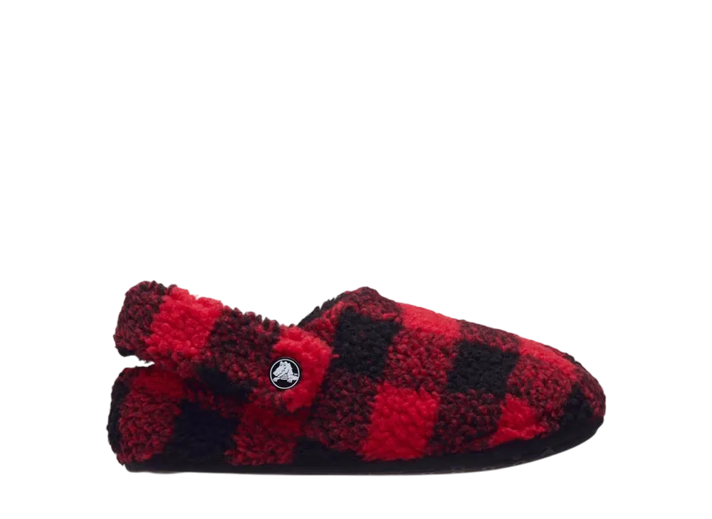 Crocs Big Kids Classic Buffalo Check Cozzzy Slipper "Varsity Red/Black"