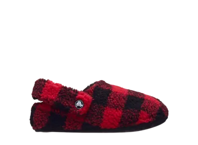 Crocs Big Kids Classic Buffalo Check Cozzzy Slipper "Varsity Red/Black"