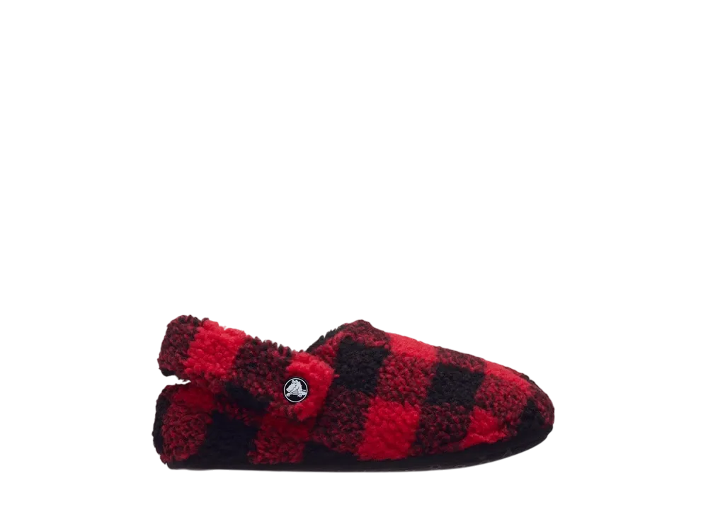 Crocs Little Kids Classic Buffalo Check Cozzzy Slipper "Varsity Red/Black"