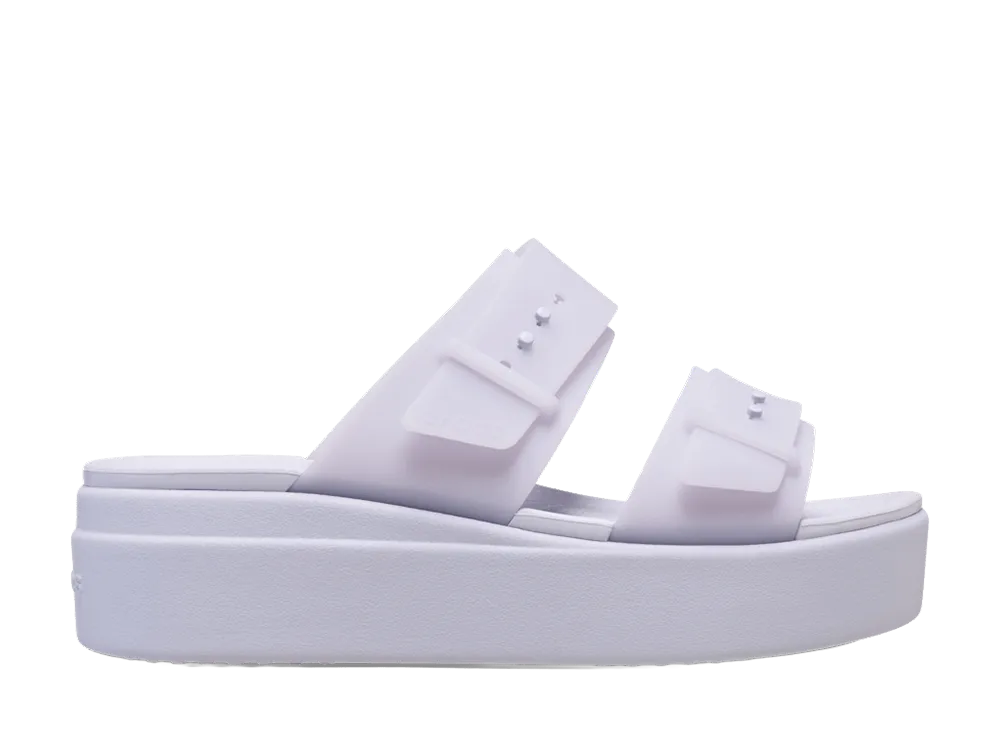 Crocs Women's Brooklyn Buckle Frosted Low Wedge "Purple Moon"