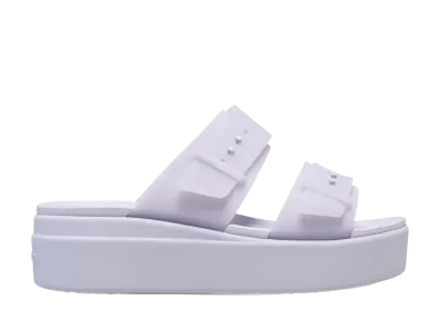 Crocs Women's Brooklyn Buckle Frosted Low Wedge "Purple Moon"