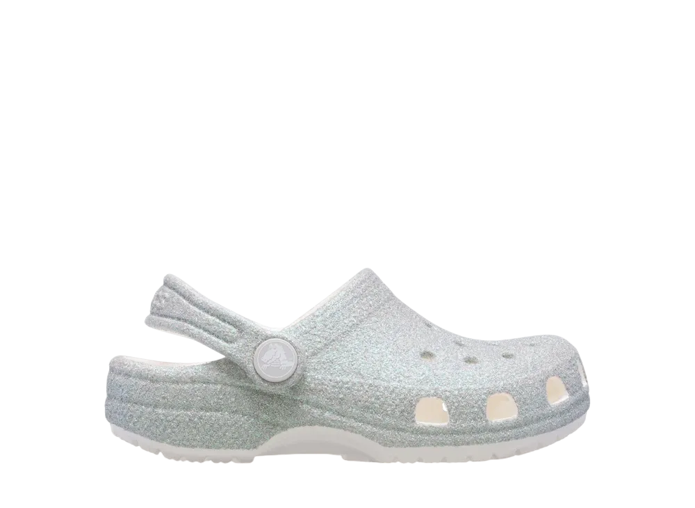 Crocs GS Classic Iridescent Glitter Clog "White"
