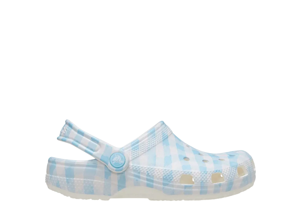 Crocs GS Classic Gingham Clog "White/Blue"