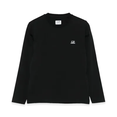 C.P. Company Logo-Patch Long-Sleeve Cotton Sweatshirt "Black"