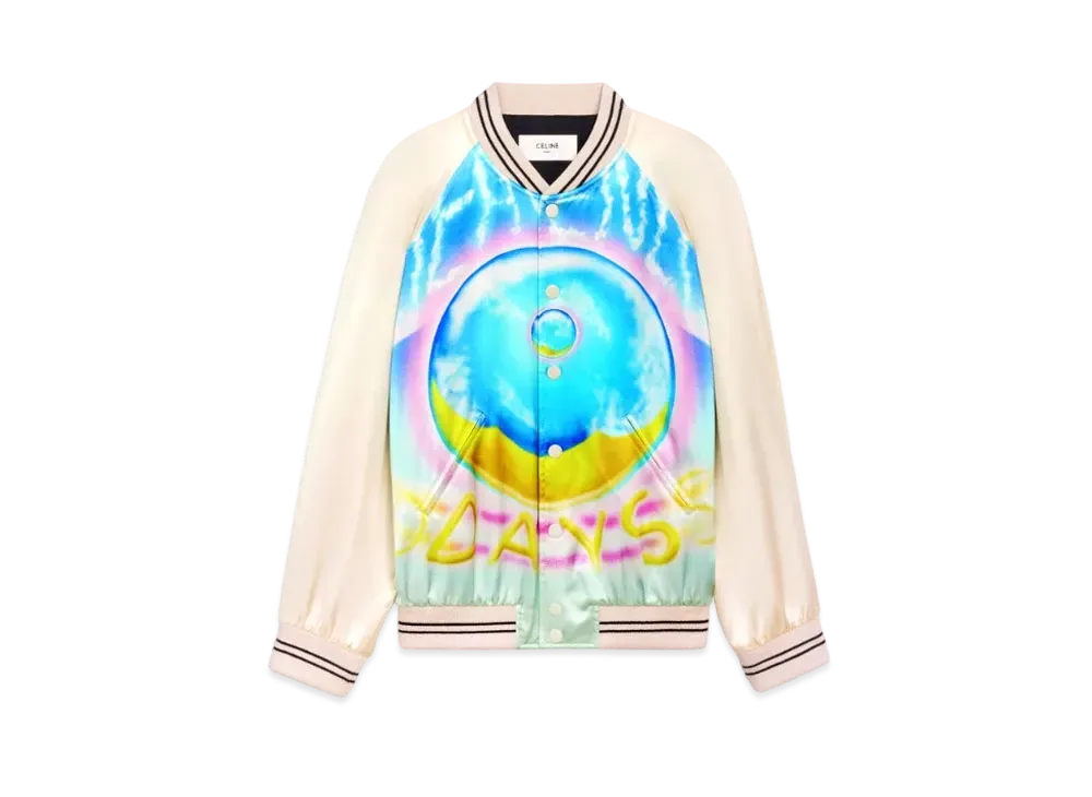 CELINE Teddy Jacket With Satin Artist Print "Mulltico"