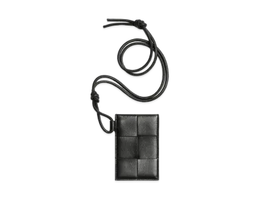 Bottega Veneta Card Case On Strap "Black"