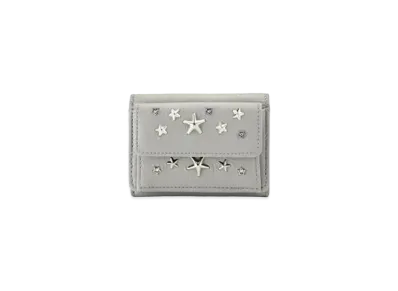 Jimmy Choo Nemo Grainy Calf Leather Small Wallet With Stars Studs "Moonstone"