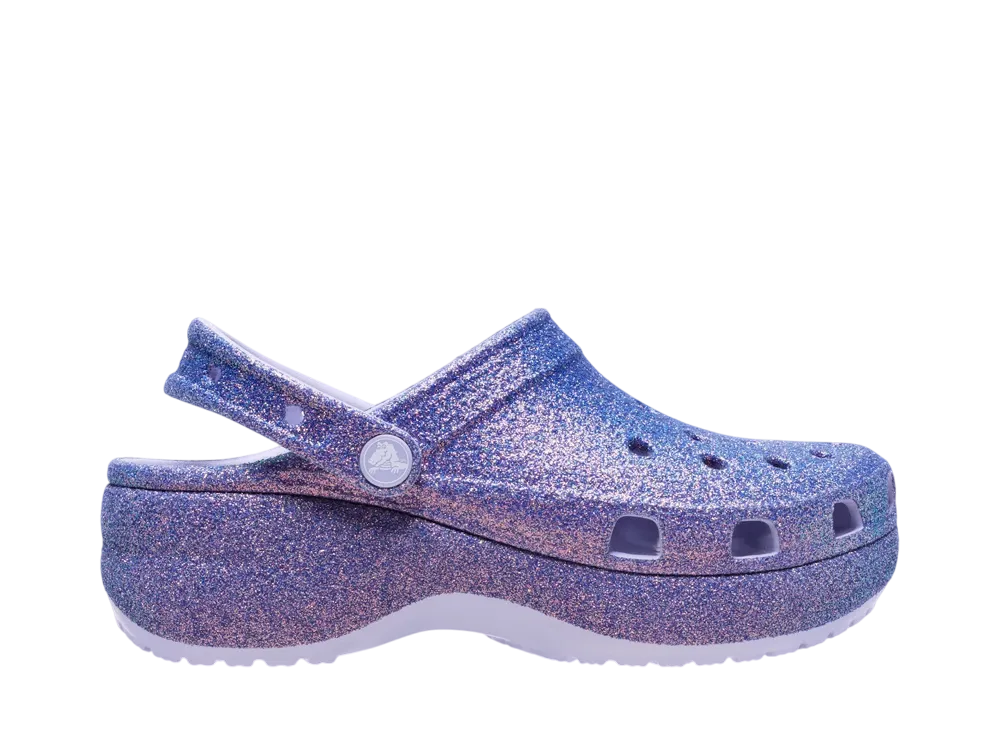 Crocs Women's Classic Platform Iridescent Glitter Clog "Purple Moon"