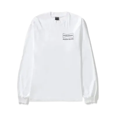 Wasted Youth x PIZZA SLICE LONG SLEEVE T-SHIRT (With Button Badge) "White/Black" / VERDY