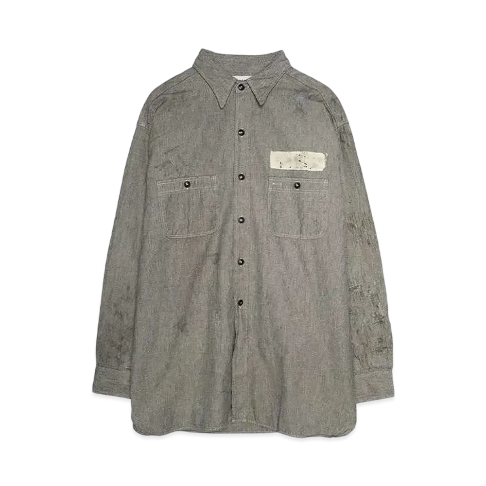 BOW WOW PRISONER BLACK CHAMBRAY SHIRTS "MAD BLACK REPAIRED"