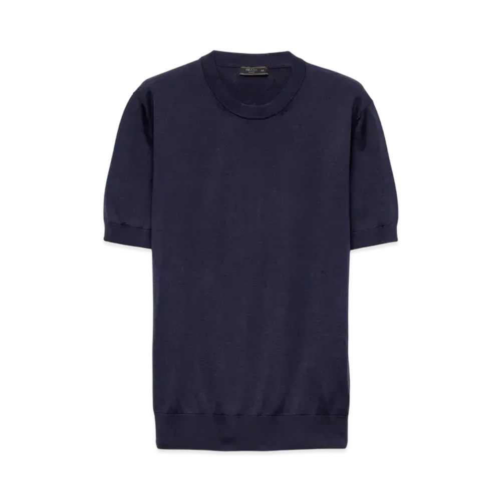 PRADA Men's Cotton Crew-Neck Sweater "Navy"