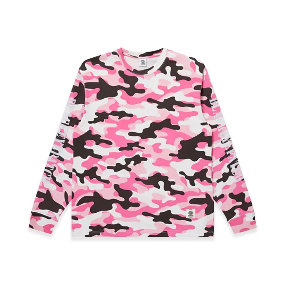 BlackEyePatch Stencil Logo Embroidered L/S Tee "Pink Camo"