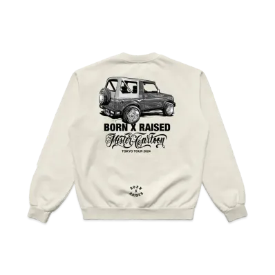 Born x Raised x Mister Cartoon Samurai Crewneck "Cream"