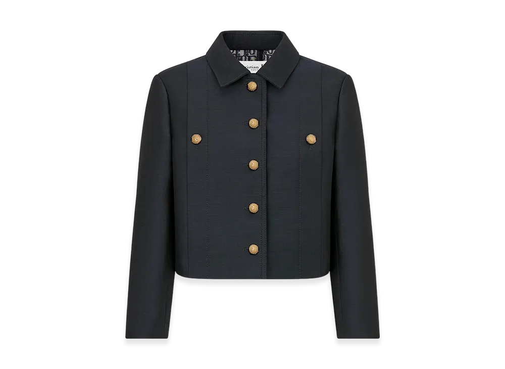 Dior Women's Cropped Jacket Wool Silk "Navy Blue"