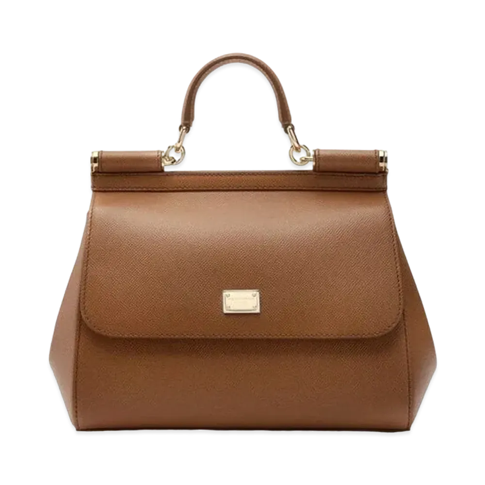 Dolce&Gabbana Sicily Bag Medium Dauphine Leather "Brown"
