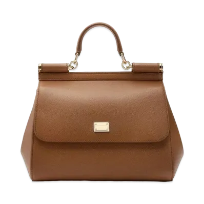 Dolce&Gabbana Sicily Bag Medium Dauphine Leather "Brown"
