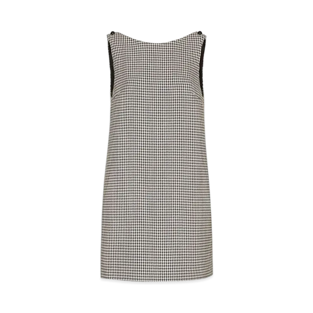 DOLCE&GABBANA Sleeveless Short Houndstooth Wool Dress "Multicolor"