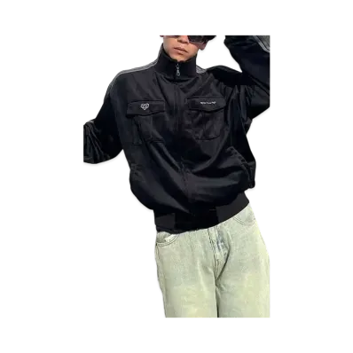 HTH velor track jacket "BLACK"