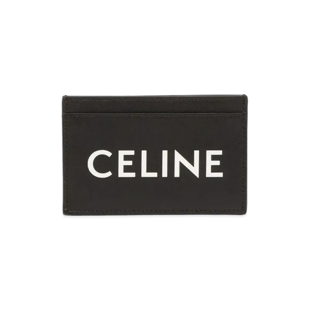 CELINE Card Holder In Smooth Calfskin With Celine Print "Black"