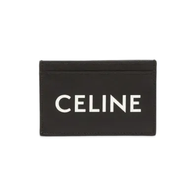 CELINE Card Holder In Smooth Calfskin With Celine Print "Black"