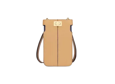 FENDI Peekaphon Leather Pouch "Beige"