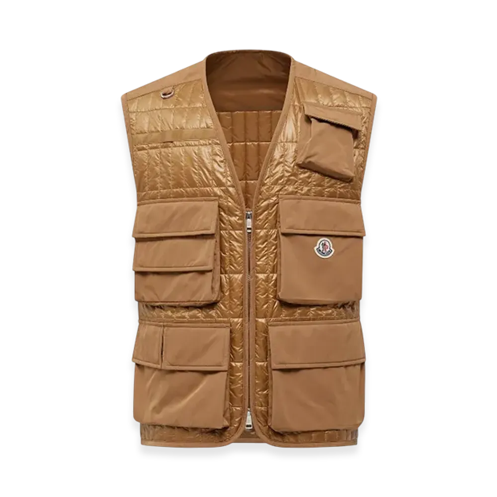 MONCLER Ytise Vertical-Quilted Padded Gilet "Camel"