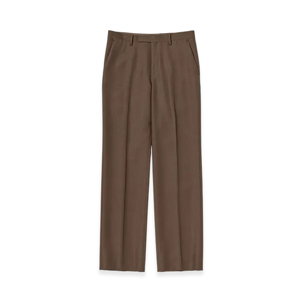 AURALEE Bluefaced Wool Narrow Slacks "Brown Red Stripe"