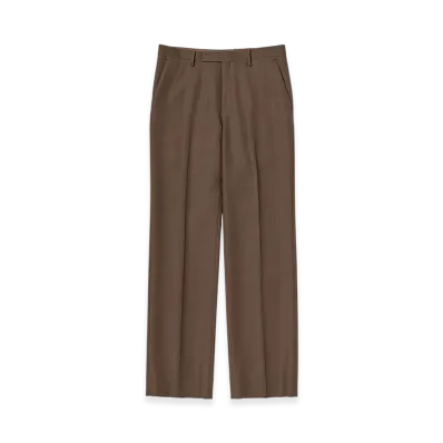 AURALEE Bluefaced Wool Narrow Slacks "Brown Red Stripe"