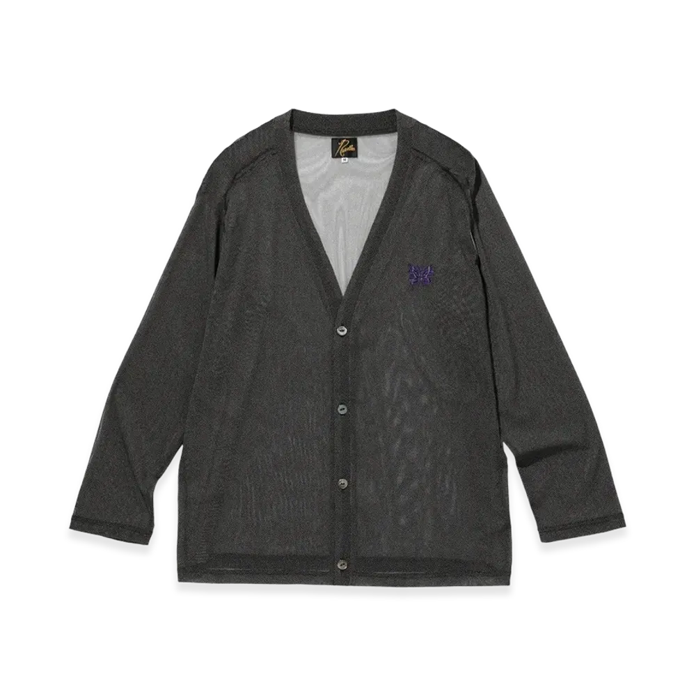 NEEDLES V-Neck Poly Mesh Cardigan "Black"