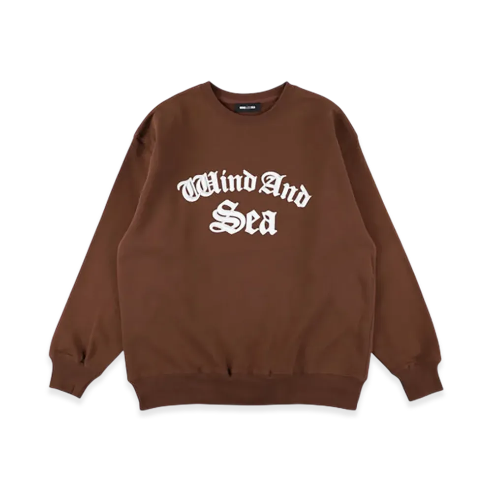 WIND AND SEA Satin Patch Crewneck Sweatshirt "Brown"