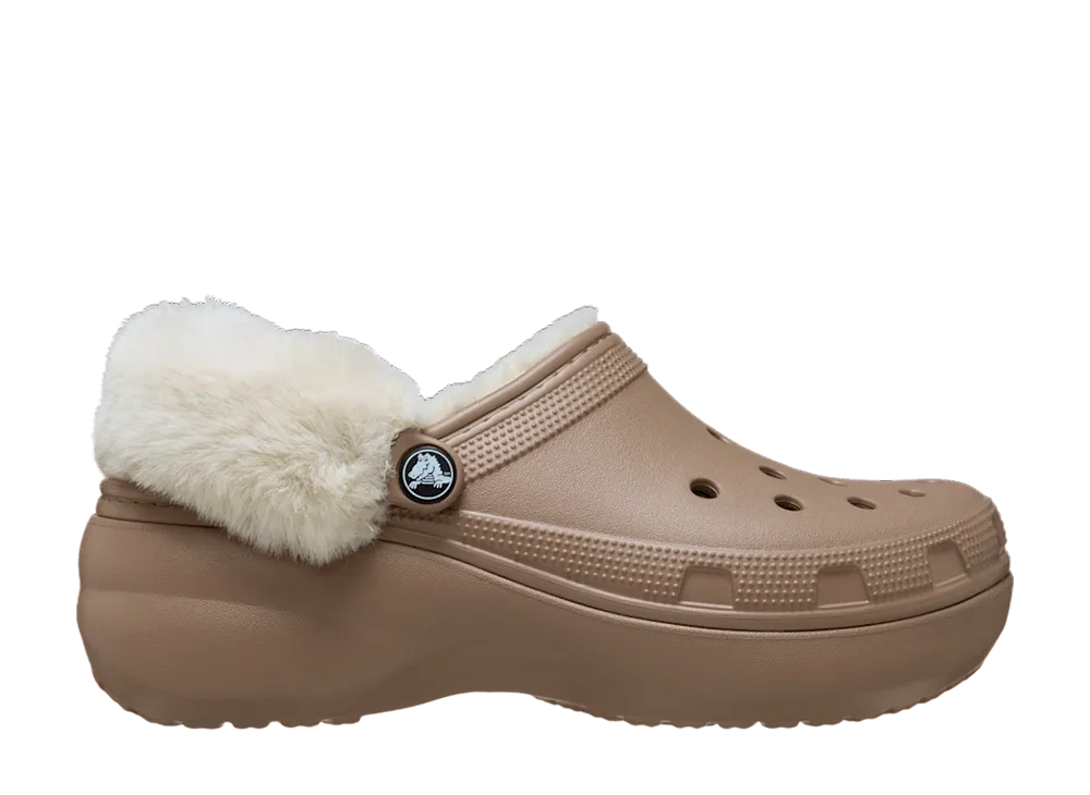 Crocs Women's Classic Platform Fuzz Lined Clog "Latte"