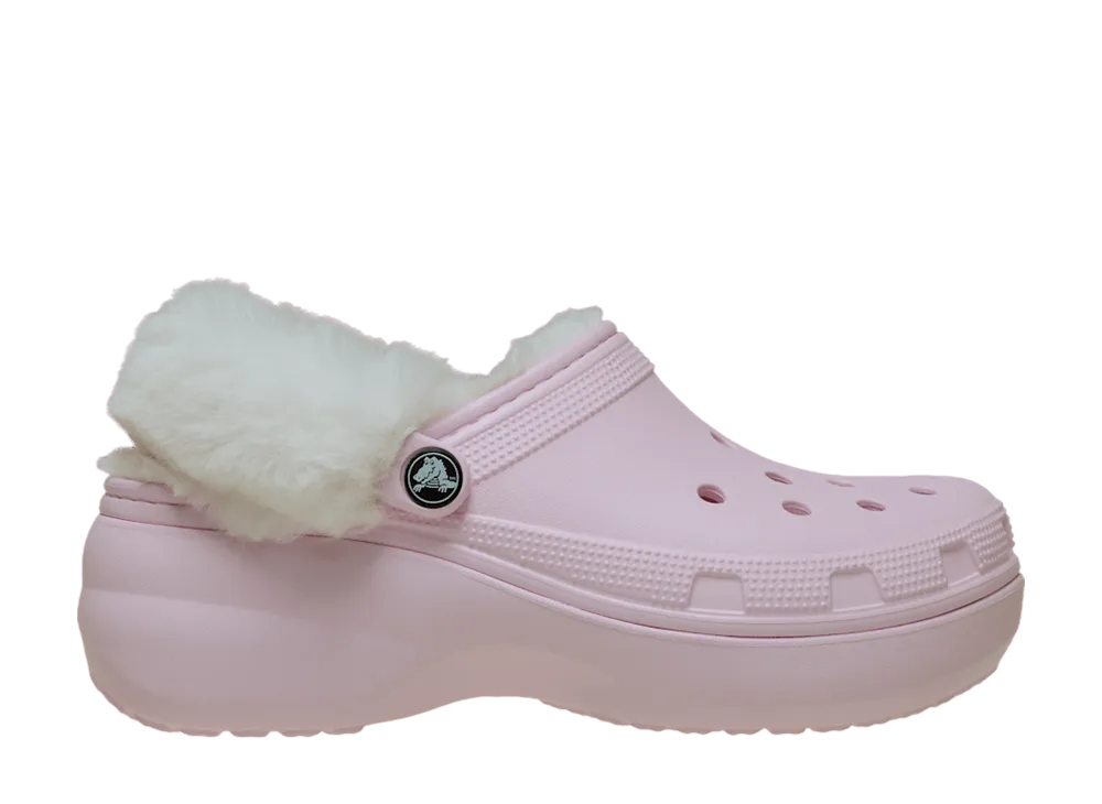 Crocs Women's Classic Platform Fuzz Lined Clog "Pink Milk"