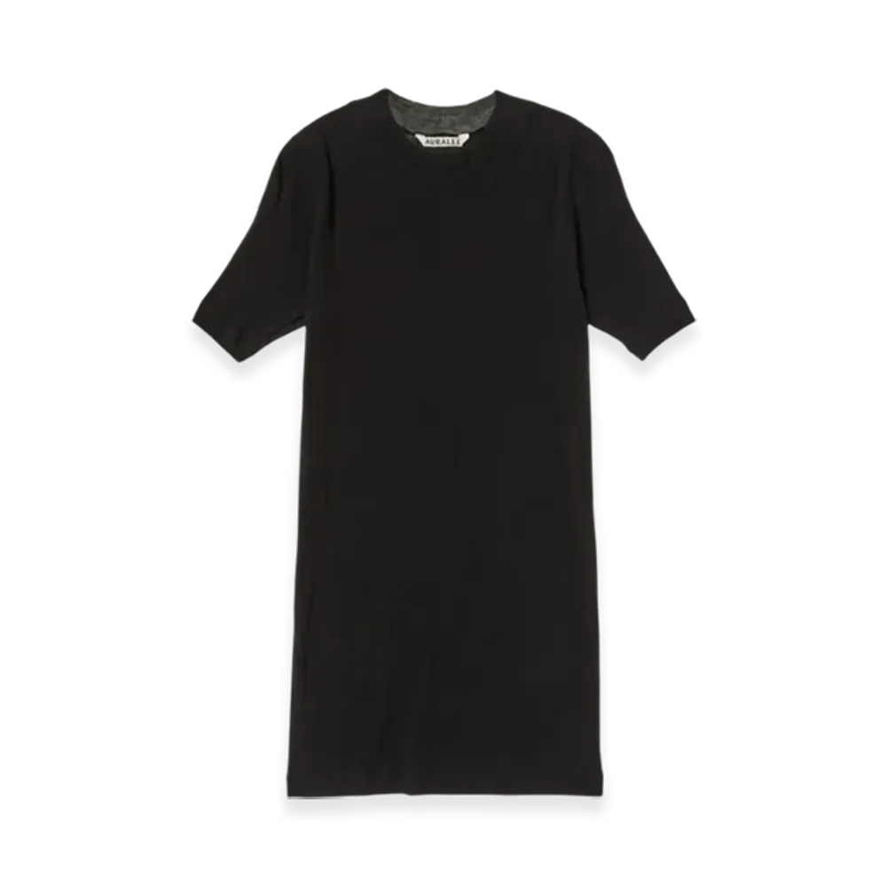 AURALEE Giza Super High Gauge Sheer Rib T-Shirt "Black"