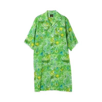 NEEDLES Western Shirt Dress - Printed Cotton Lawn / Floral "Green"