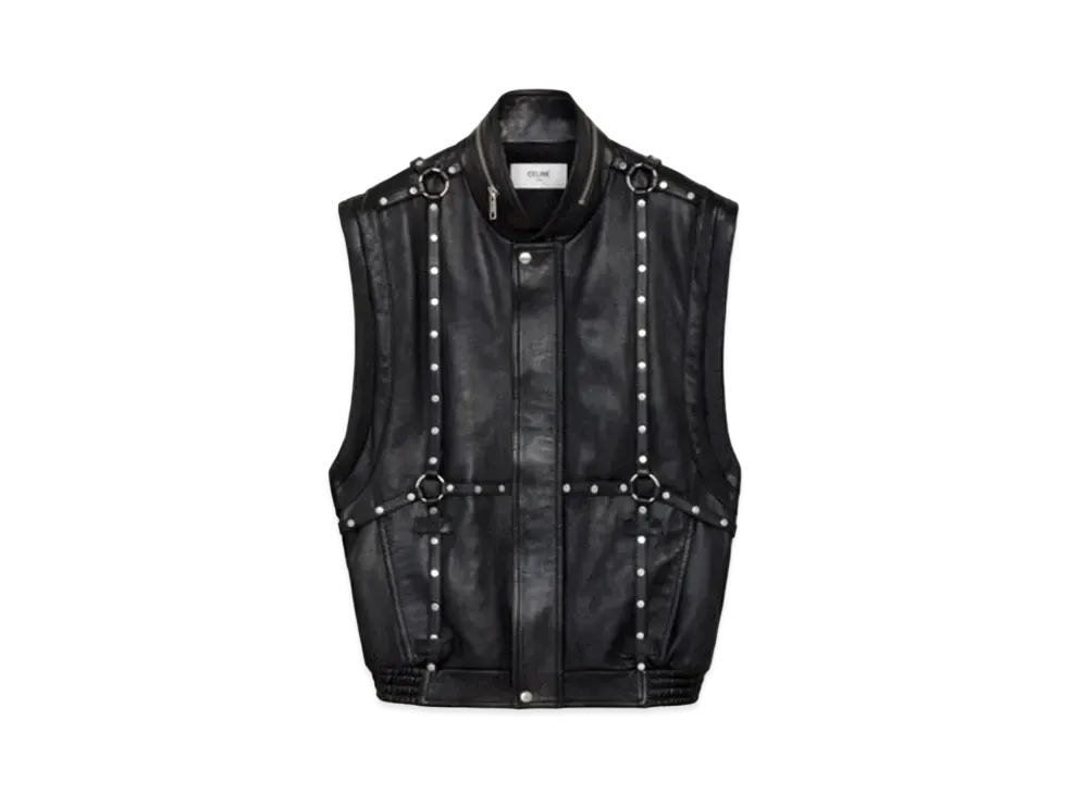 CELINE Oversized Celine Harness Jacket In Soft Lambskin "Black"