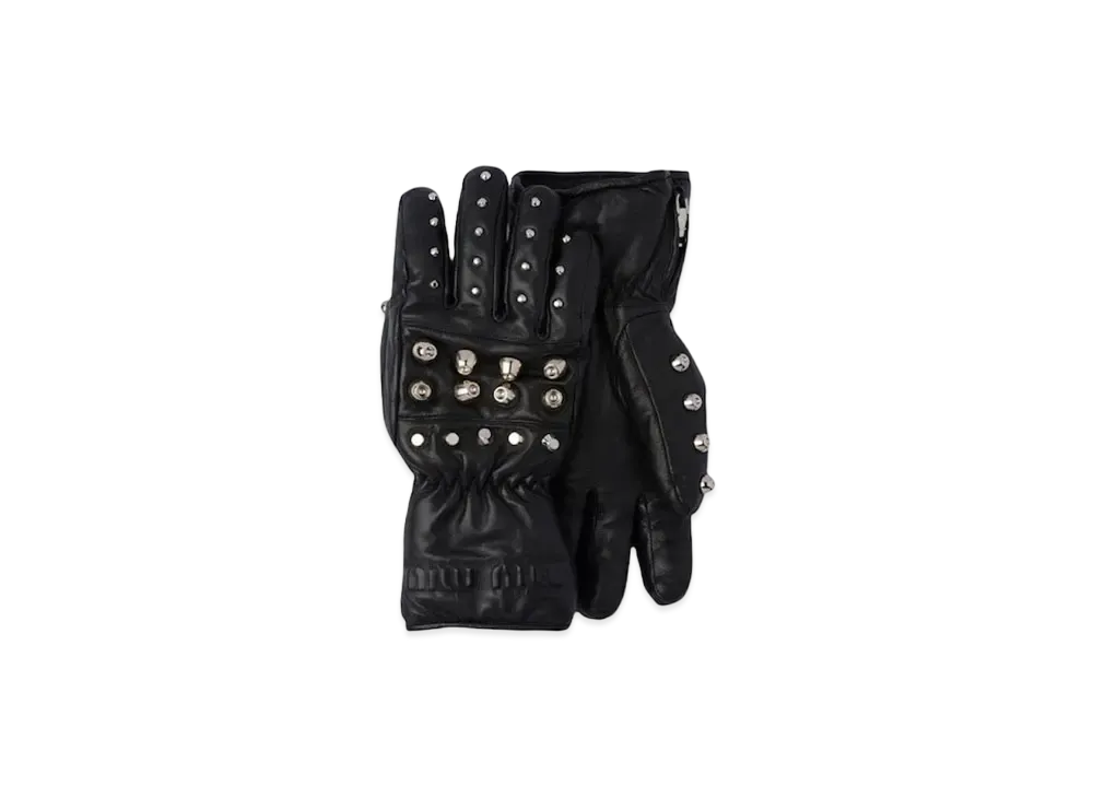 MIU MIU Study Nappa Leather Glove "Black"