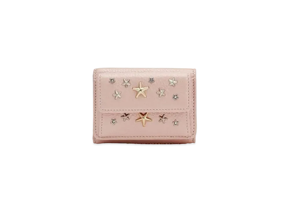 Jimmy Choo Nemo Pearlized Metallic Deerskin Small Wallet With Star Studs "Multi Metallic Mix/Camellia"