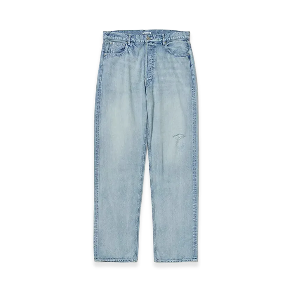 AURALEE Faded Selvedge Light Denim Wide Pants "Light Indigo"