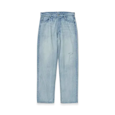 AURALEE Faded Selvedge Light Denim Wide Pants "Light Indigo"