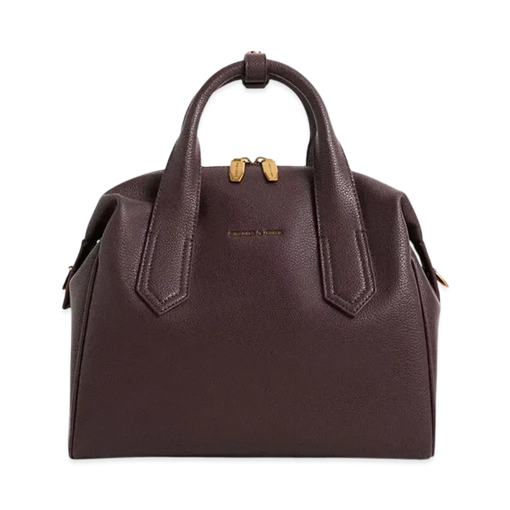 CHARLES & KEITH Slouchy Double Handle Bag "DarkPecan"