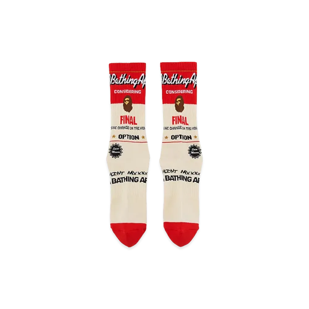 SAINT Mxxxxxx x A BATHING APE Bape Socks/Fainal "Ecru/Red"