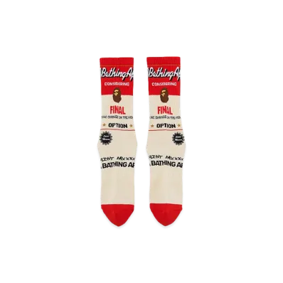 SAINT Mxxxxxx x A BATHING APE Bape Socks/Fainal "Ecru/Red"