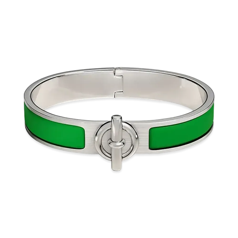 Hermes Clic Glenan Bracelet "Vert Comics Mat/Palladium"