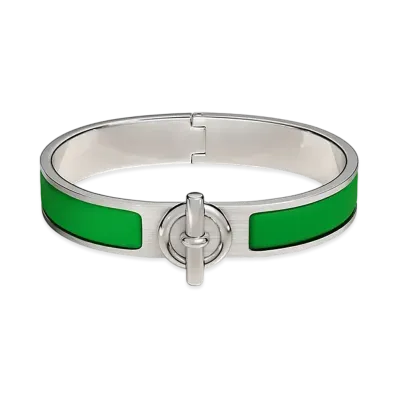 Hermes Clic Glenan Bracelet "Vert Comics Mat/Palladium"