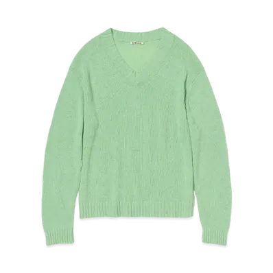 AURALEE Summer Cashmere Knit V-Neck P/O "Light Green"