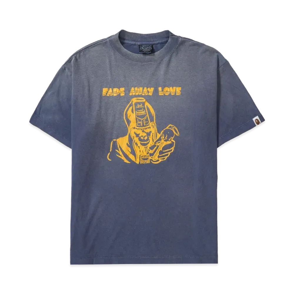SAINT Mxxxxxx x A BATHING APE SS T-Shirt Fade Away LV "Navy"