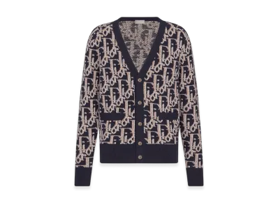 Dior Oblique Cardigan Wool Jacquard "Navy Blue"